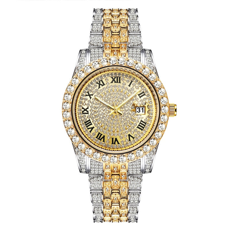 Diamond Men Women Watches Gold Watch Ladies Wrist Watch Luxury Rhinestone Unisex Bracelet Watches Female Clock Relogio Feminino