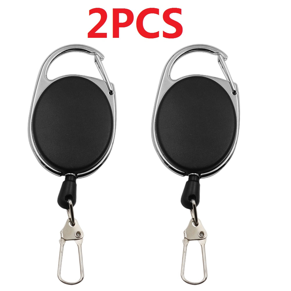 1-4pcs Retractable Key Chain Reel Badge Holder with Quick Release Spring Clip