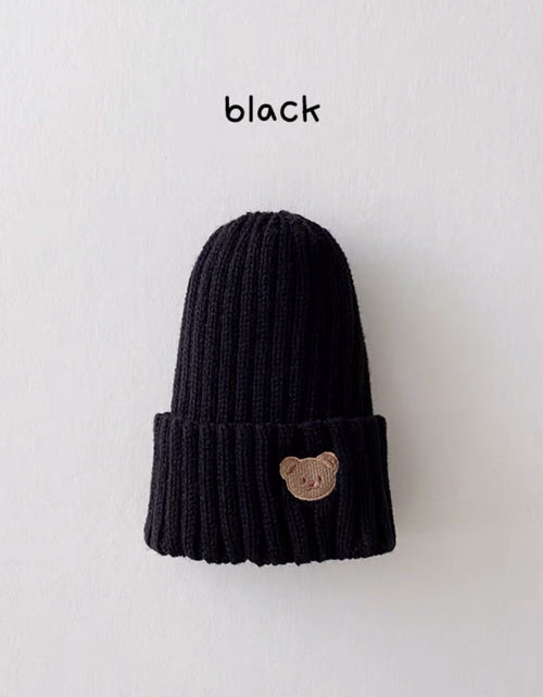 Load image into Gallery viewer, 2023 Korea Spring Autumn Kids boys Hat Candy Color Baby Boys Knit Hat Baby Girls Bear Head Embroidery Kids Knitted Hat
