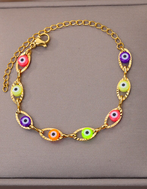 Load image into Gallery viewer, Opal Stone Evil Eye Pendant Bracelet for Women Charm Turkish Stainless Steel Bracelets 2023 Trend Jewelry Valentines Day Gifts
