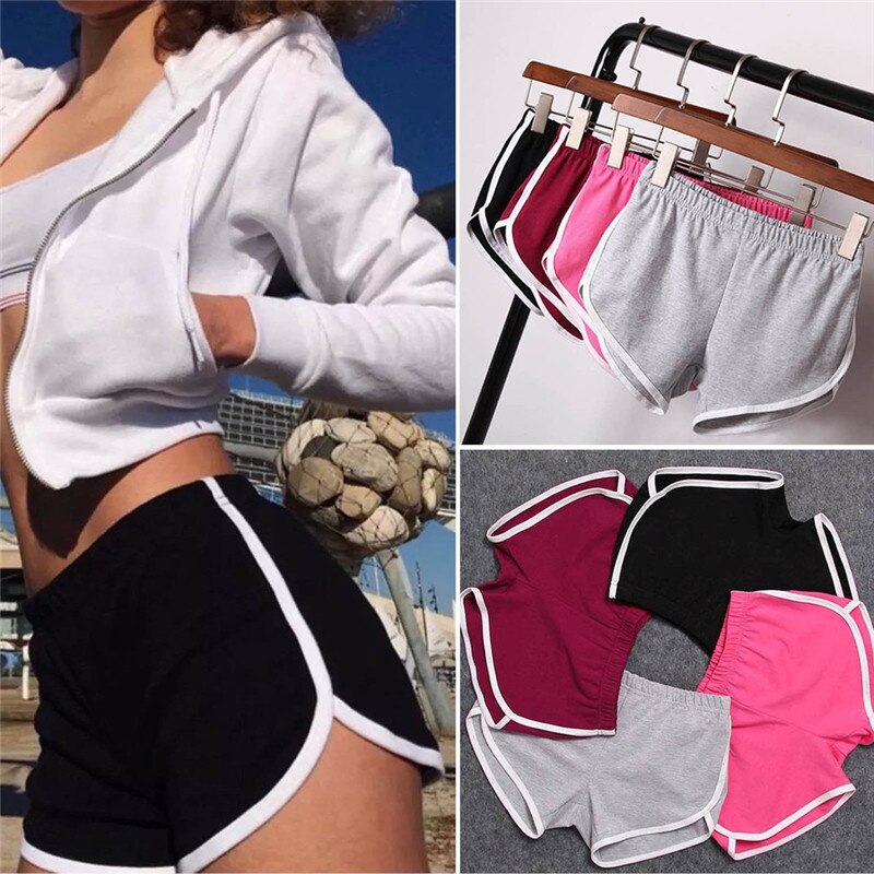 Women Sports Shorts Short Pants Gym Workout Stretch Waist Casual Waistband Running Jogging Short Size S-XXL