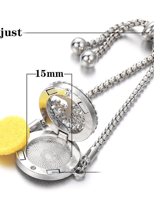 Load image into Gallery viewer, Aromatherapy Bracelet Diffuser Locket Tree of Life Adjustable Perfume Essential Oil Diffuser Bracelet Crystal Magnetic for Women
