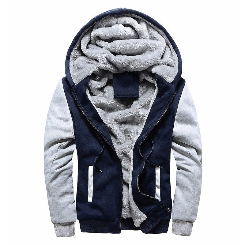 Men Winter Camouflage Jacket Fashion Wool Thicken Jackets Hooded Fleece Long Sleeve Coat Male Casual Streetwear Men&#39;s Clothing