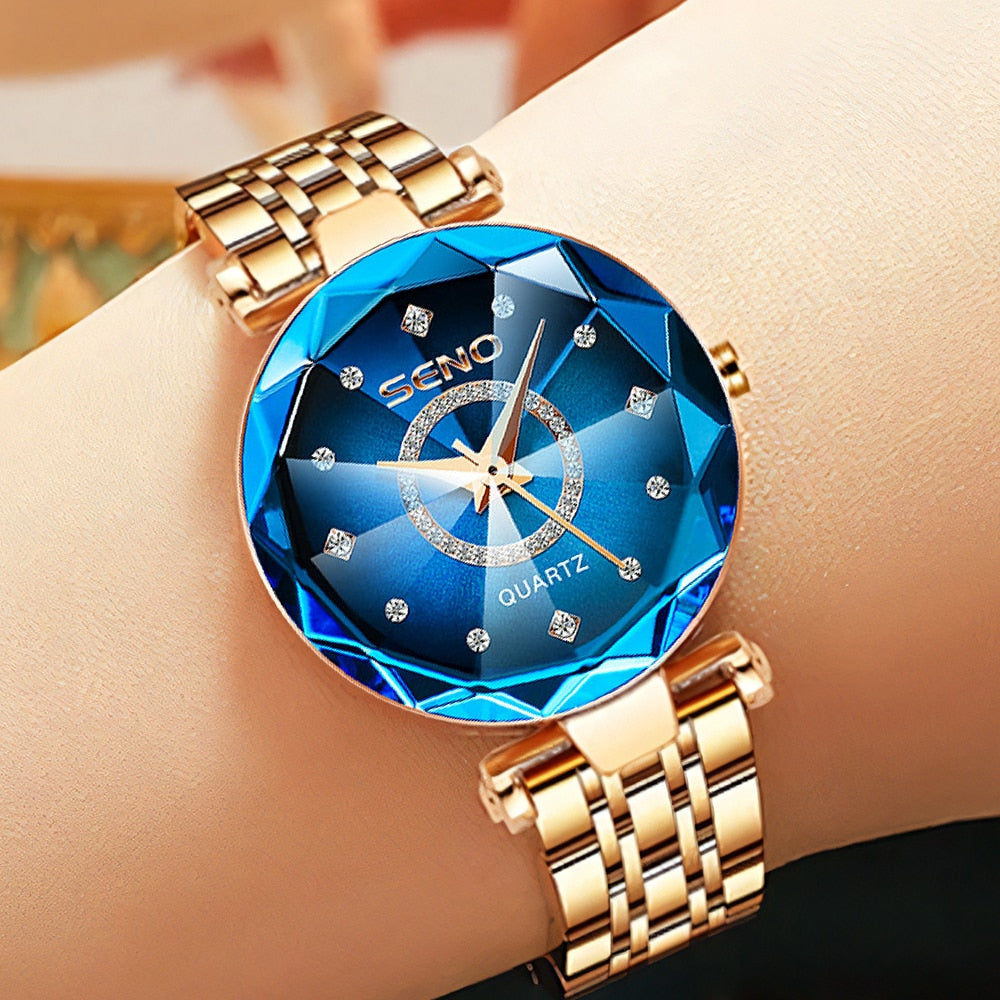 Steel Band Women&#39;s Watch Fashion Crystal Ladies Quartz Relogio Feminino Female Montre Reloj Mujer Zegarek Damski