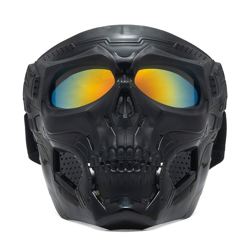 Cool Skull Motorcycle Face Mask with Goggles Modular Goggles Mask Open Face Motorcycle Helmet Moto Casco Cycling Headgear