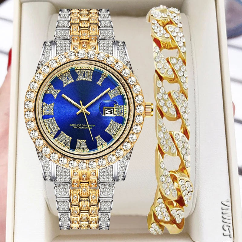 Diamond Men Women Watches Gold Watch Ladies Wrist Watch Luxury Rhinestone Unisex Bracelet Watches Female Clock Relogio Feminino