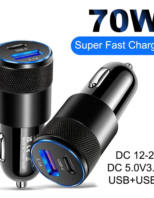 Load image into Gallery viewer, 70W PD Car Charger USB Type C Fast Charging Car Phone Adapter for iPhone 14 13 12 Xiaomi Huawei Samsung S21 S22 Quick Charge
