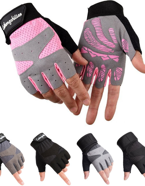 Load image into Gallery viewer, Women Cycling Sports Gloves Highway Mountain Bike Bicycle Thickening Anti-slip Shockproof Gel Pad Bicycle MTB Half Finger Glove
