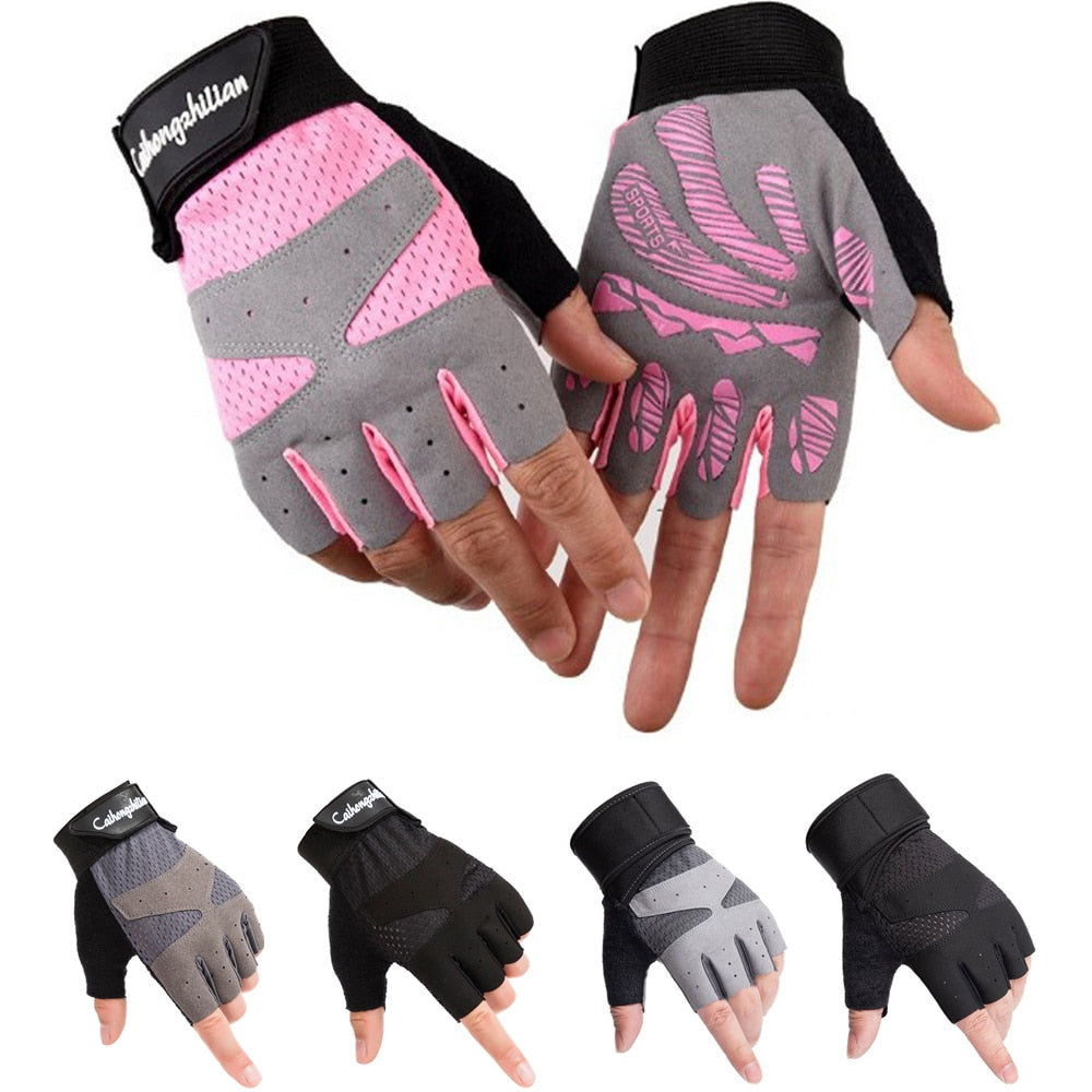 Women Cycling Sports Gloves Highway Mountain Bike Bicycle Thickening Anti-slip Shockproof Gel Pad Bicycle MTB Half Finger Glove