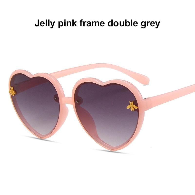 2023 Fashion Heart-Shape Sunglasses For Kids Retro Cute Pink Cartoon Sun Glasses Frame Girls Boys Baby Children Eyewear Goggles