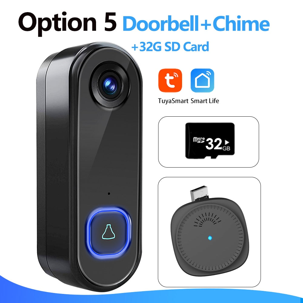 TUYA Video Doorbell WiFi  Wireless Outdoor Door Bell Camera AC DC Power 1080P Video Door Phone Waterproof IP65 Alexa Google Home