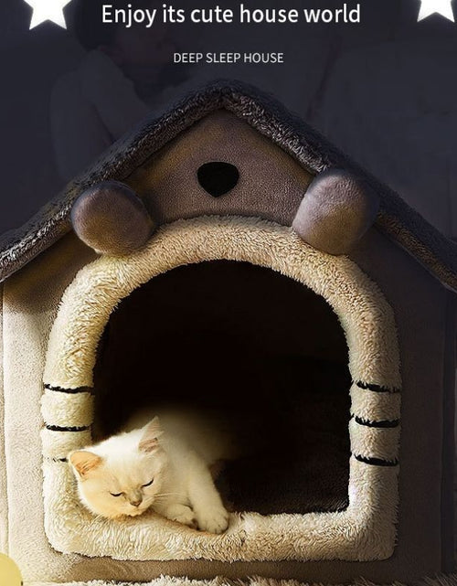 Load image into Gallery viewer, Soft Cat Bed Deep Sleep House Dog Cat Winter House Removable Cushion Enclosed Pet Tent For Kittens Puppy Cama Gato Supplies
