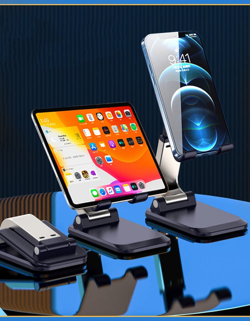 Load image into Gallery viewer, Foldable Metal Desktop Mobile Phone Stand For iPad iPhone 13 X Smartphone Support Tablet Desk Cell Phone Portable Holder Bracket
