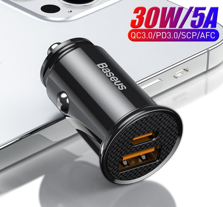 30W USB Car Charger Quick Charge 4.0 3.0 FCP SCP USB PD For Xiaomi iPhone 12 13 14 Pro Fast Charging Car Phone Charger