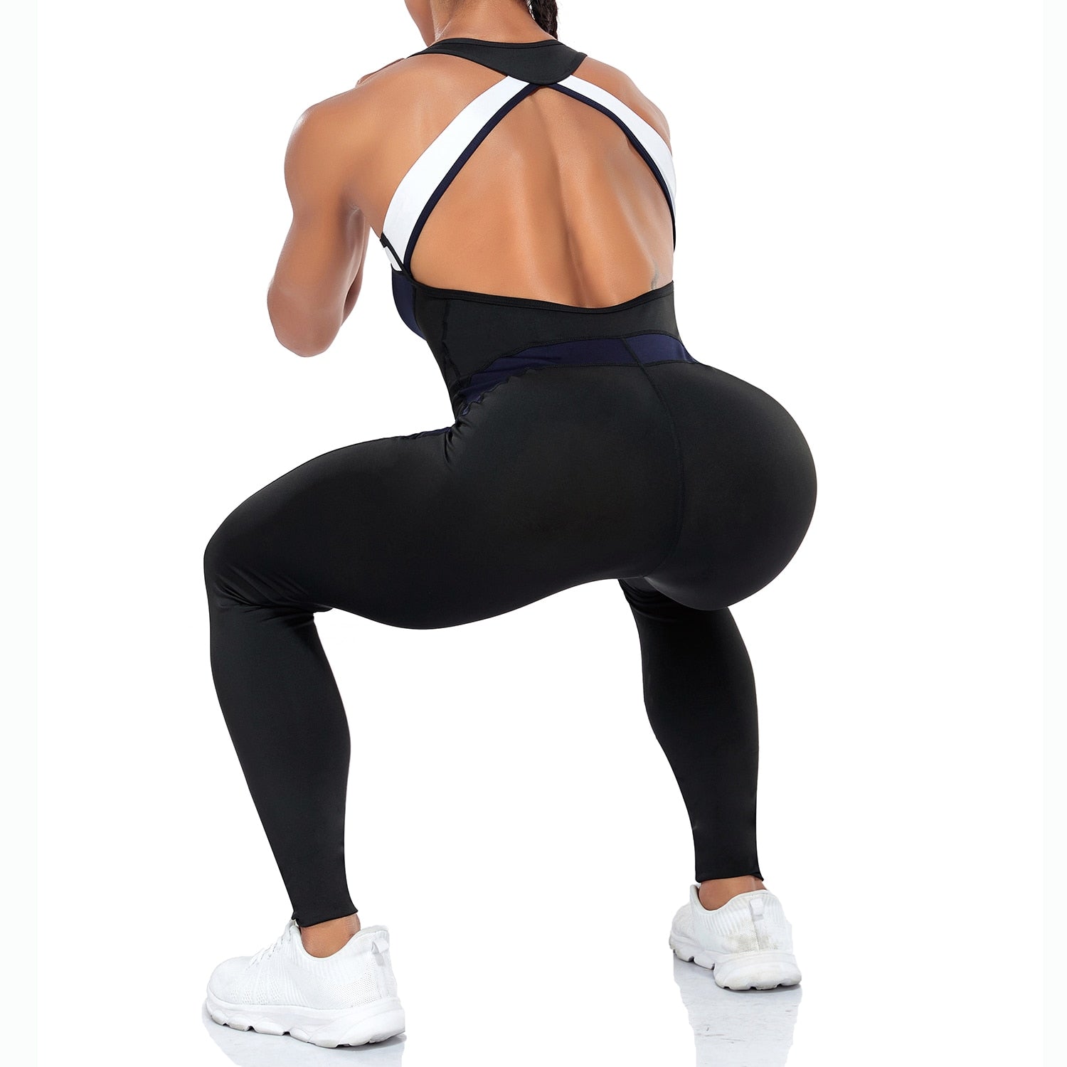 Splicing Yoga Set Fitness Women Jumpsuit Sleeveless Tracksuit One Piece Sports Clothing Backless Workout Sportswear Gym Pants