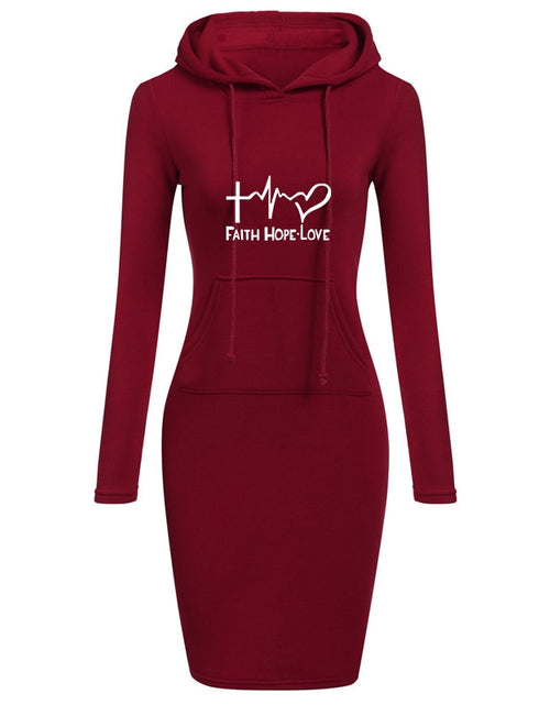 Load image into Gallery viewer, 2022 Spring Autumn Sweatshirt Long-Sleeved Dress Woman Clothing Hooded Collar Pocket Simple Casual Lady Dress Sweatshirt
