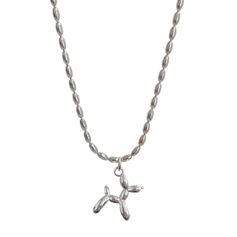 Silver Color Cute Animal Balloon Dog Necklace Creative Pendant Clavicle Chain Necklace Ladies Girl Gift Jewelry