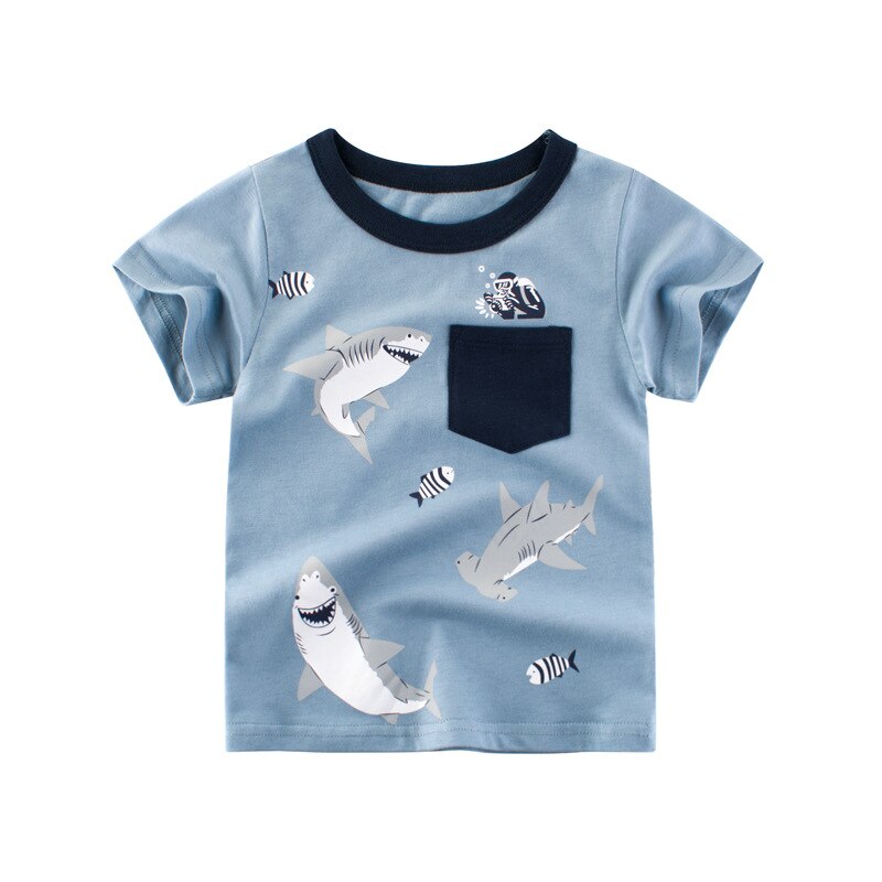 Baby Boy  Summer T-Shirts Kids Toddler Children Cartoon Animals Shark Dinosaur Print Cotton Tee Tops Clothes