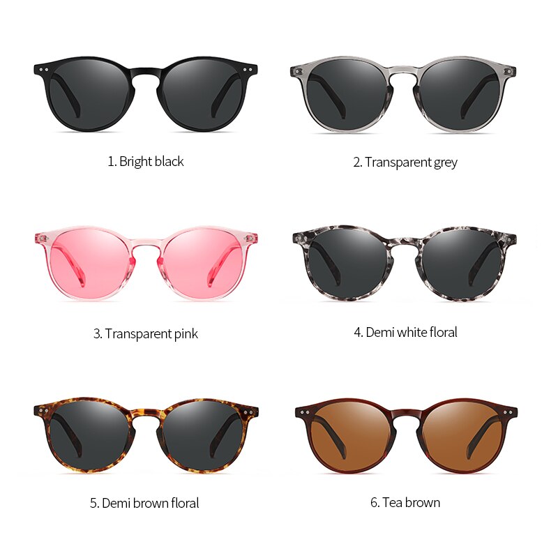 New Unisex Ultralight TR90 Polarized Sunglasses Men Women Driving Round Pink Shades Vintage UV400 Sun Glasses