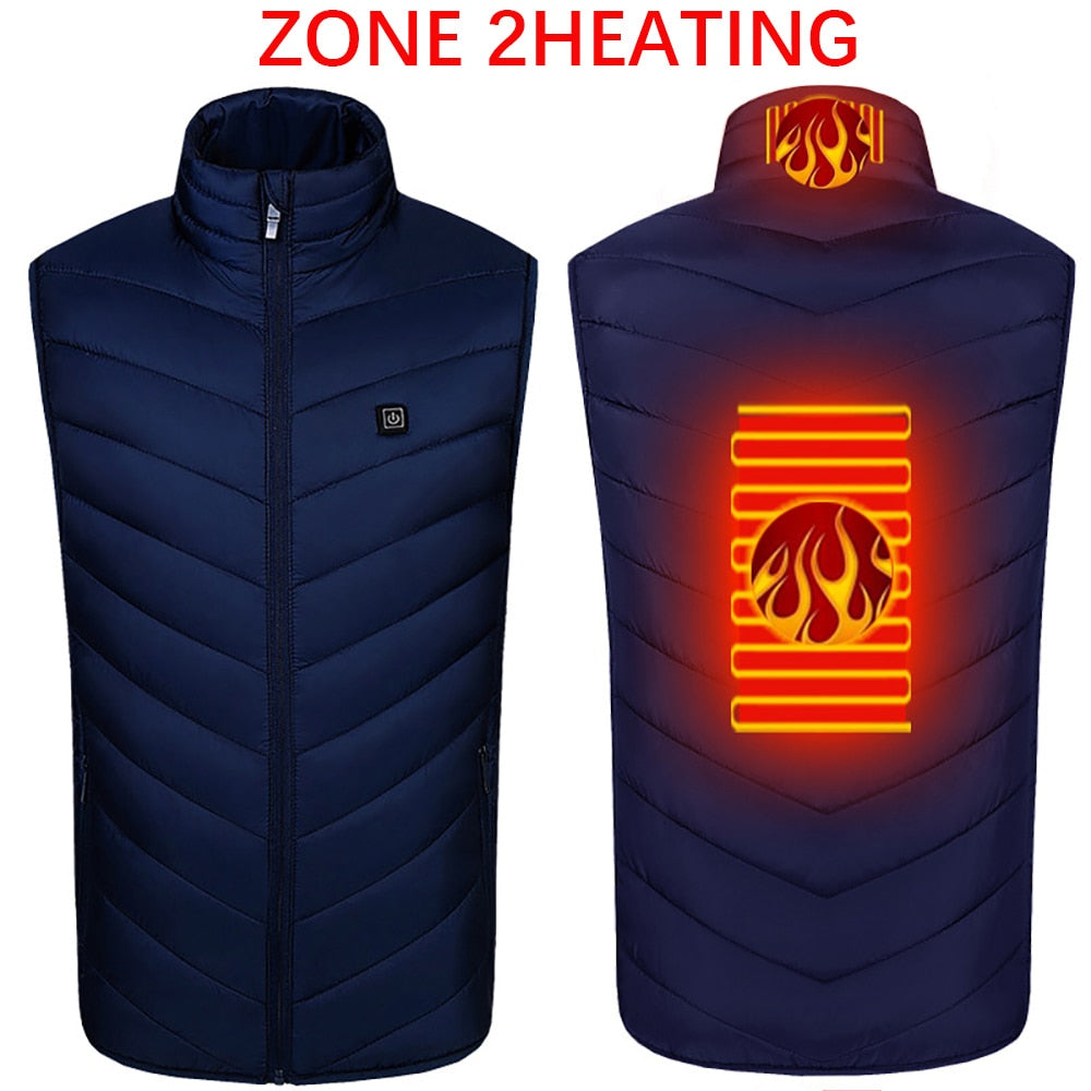 Heating jacket, USB smart switch 2-11 zone heating vest, electric heating hunting vest, men&#39;s and women&#39;s heating padded jacket