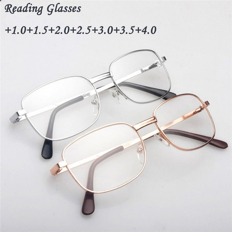 Unisex Metal Frame Reading Glasses Vintage Prescription Presbyopia Eyeglasses Hyperopia Eyewear Diopter 0 to +4.0 for Men Women