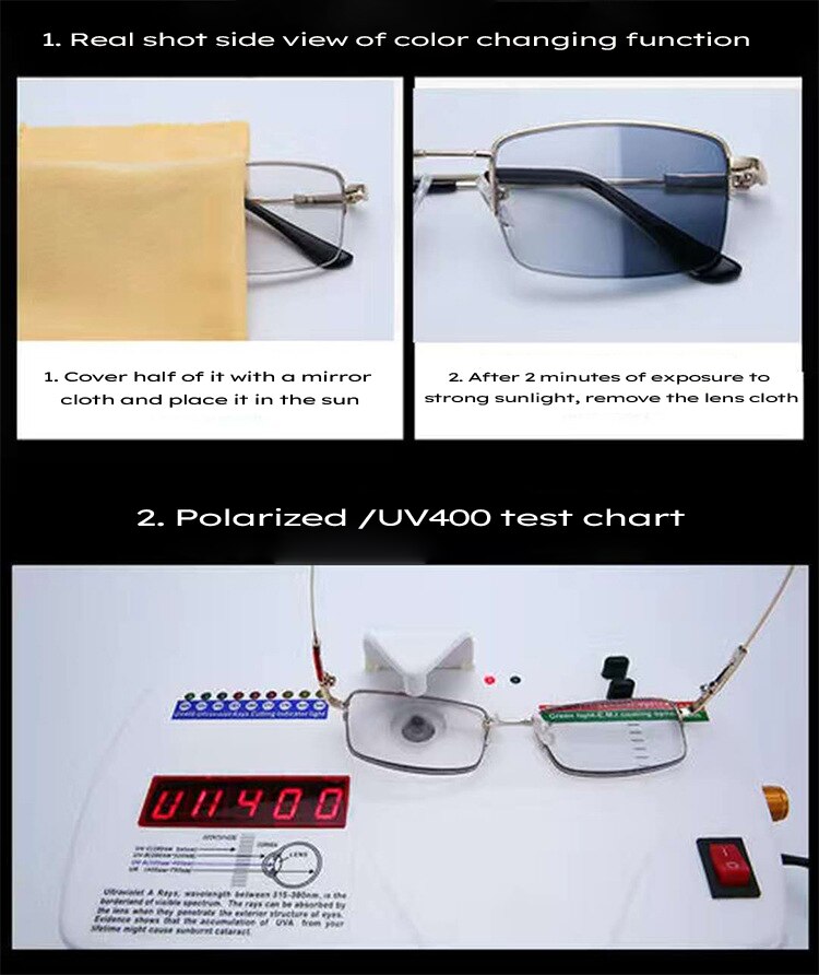 New Titanium Photochromeic Multifocal Reading Glasses Men Anti Blue Light  Progressive Multifocus Reading Glasses Women