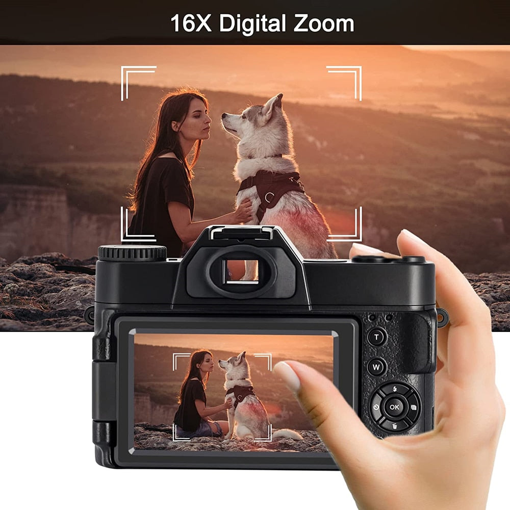 48MP Digital Camera 4K UHD Vlogging Camcorder 3.0&quot; 180° Flip Screen Selfie Digital Webcam For YouTube Wide Angle Macro Lens