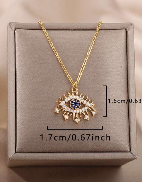 Load image into Gallery viewer, Turkish Evil Eye Pendant Necklace for Women Gold Plated Stainless Steel Necklaces 2023 Trending Choker Lucky Aesthetic Jewelry
