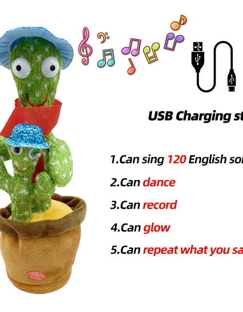 Load image into Gallery viewer, Dancing Cactus Toy Repeat Talking USB Charging Can Sing Record Cactus Bailarín Dansant Kids Education Toys Birthday Present
