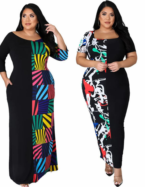 Load image into Gallery viewer, Plus Size Dress 5xl Women Summer Clothes Patchwork Loose Casual Elegant Maxi Dress Party New StyleWholesale Dropshipping
