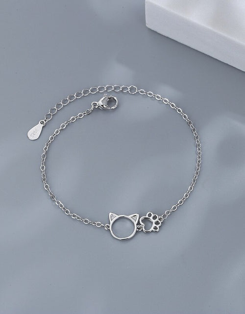 Load image into Gallery viewer, Zircon Cat Paw Bracelets for Woman Girlfriend Sweet Cute Adjustable Chain Bracelet Silver Color Simple Jewelry
