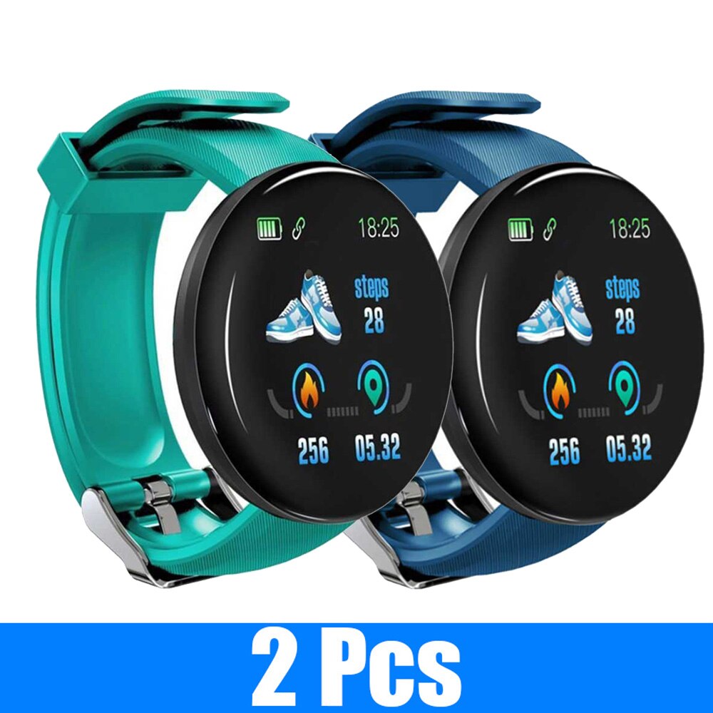 2Pcs D18 Smart Watch Men and women digital Watch Bluetooth Sports fitness tracker pedometer D18S smart watch for Android iOS