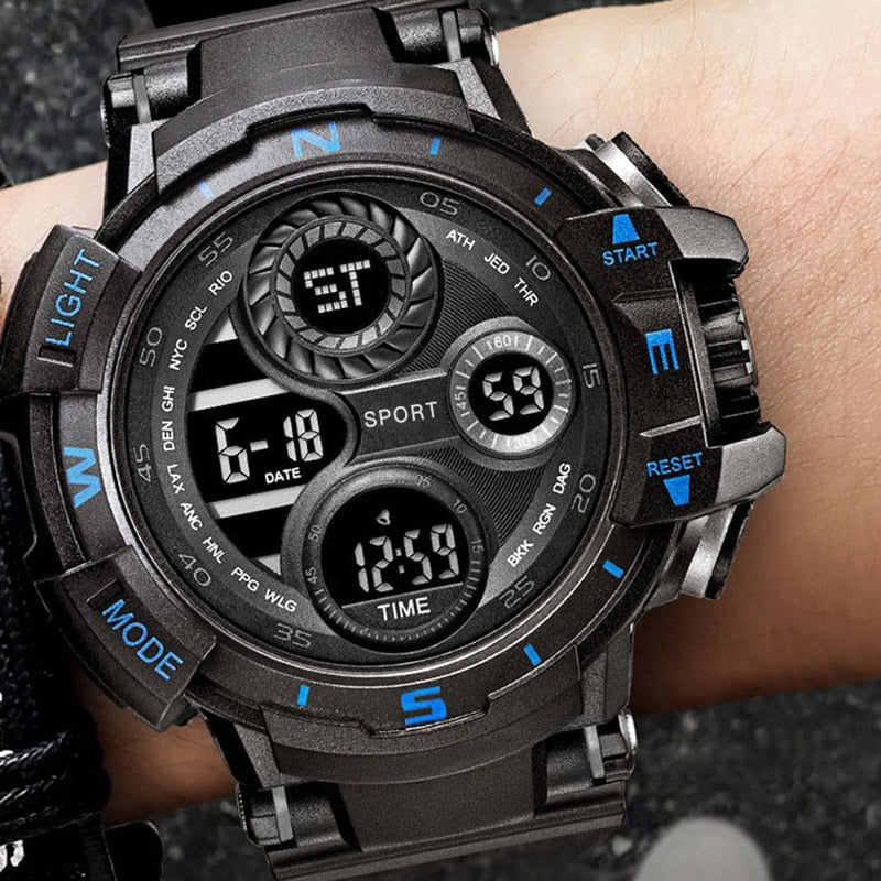 Black Digital Watch for Men Sports Watches Waterproof Outdoor Chronograph Hand Clock G Infantry Shock Student Wristwatch