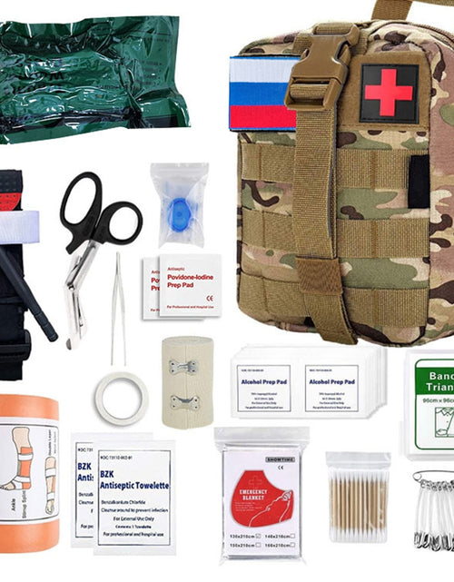 Load image into Gallery viewer, 46 Pcs Survival First Aid Kit Molle Outdoor Gear Emergency Kits Trauma Bag For Camping Hunting Disaster Adventures Survival Kit
