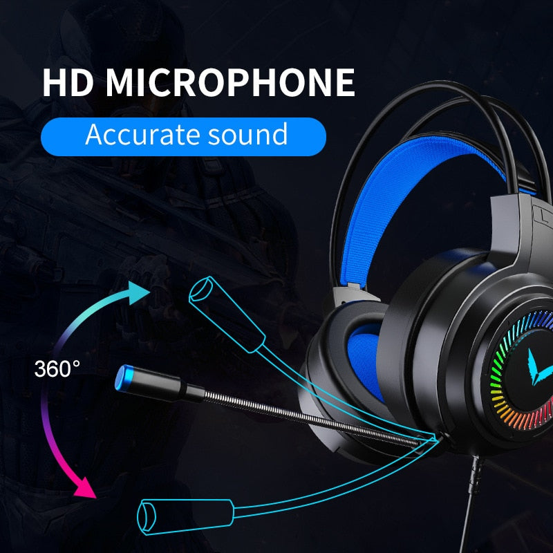 Computer Headphone Head-Mounted E-Sports Games 7.1 Channel Wired Headset Headset with Microphone