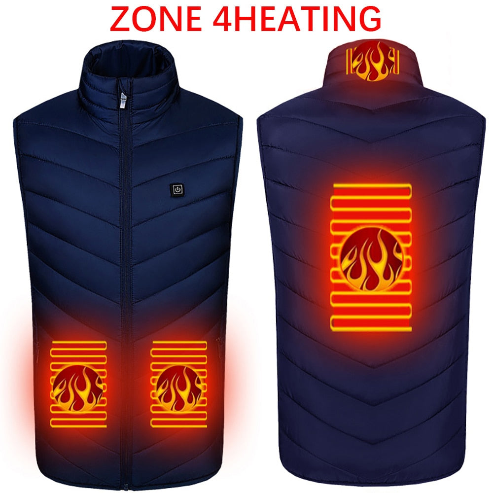 Heating jacket, USB smart switch 2-11 zone heating vest, electric heating hunting vest, men&#39;s and women&#39;s heating padded jacket