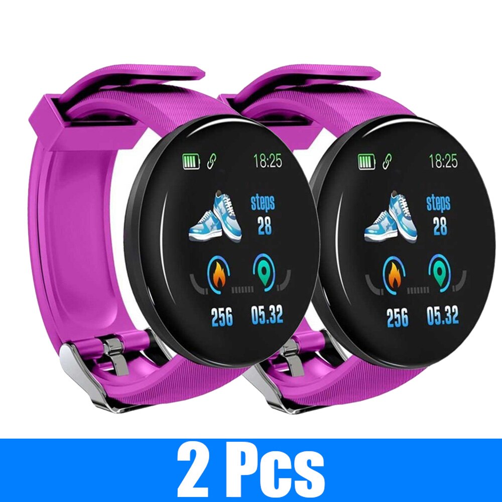 2Pcs D18 Smart Watch Men and women digital Watch Bluetooth Sports fitness tracker pedometer D18S smart watch for Android iOS