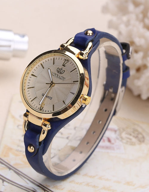 Load image into Gallery viewer, Women Casual Watches Round Dial Rivet PU Leather Strap Wristwatch Ladies Analog Quartz Watch Gifts Accessories
