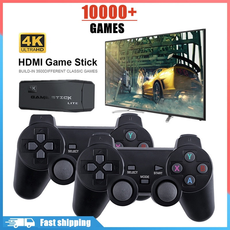 Video Game Console 2.4G Double Wireless Controller Game Stick 4K 10000 games 64GB 32GB Retro games For PS1/GBA boy gift