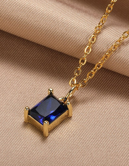 Load image into Gallery viewer, Korean Square Zircon Stone Pendant Necklaces  Color Stainless Steel Multicolor Crystal Necklaces Choker  collares para mujer
