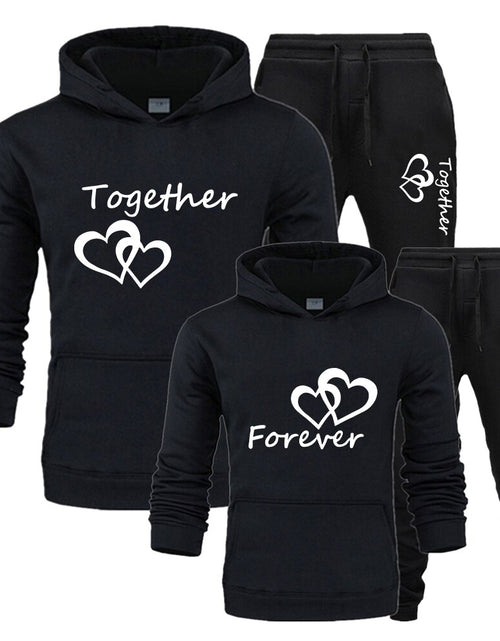 Load image into Gallery viewer, 2022 Fashion Couple Sportwear Set Together and Forever Printed Hooded Suits 2PCS Set Hoodie and Pants S-4XL
