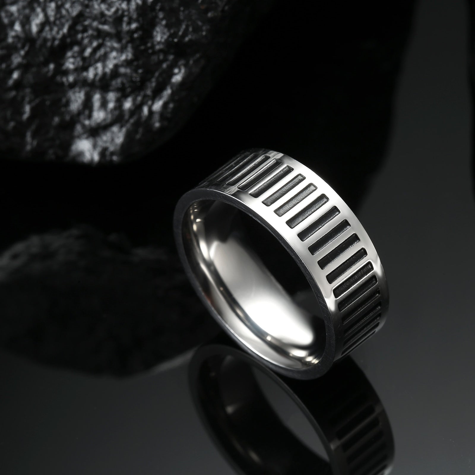 Stainless Steel Ring for Men Women 8MM Wide Geometric Casual Finger Rings 2023 Fashion Jewelry Wedding Gift for Lover