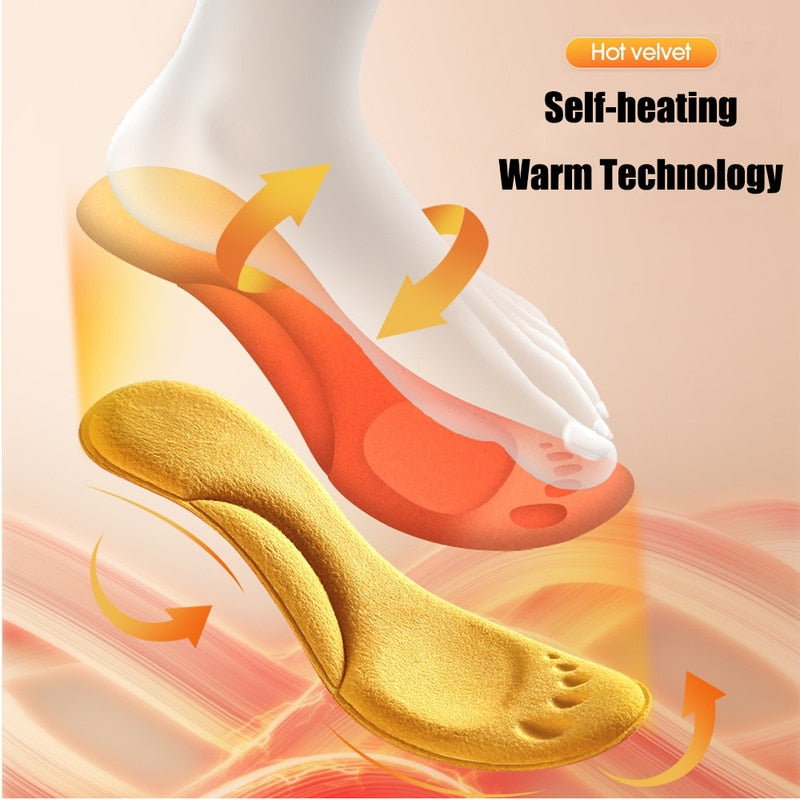 Self Heated Thermal Insoles for Feet Warm Memory Foam Arch Support Insoles for Women Winter Sports Shoes Self-heating Shoe Pads