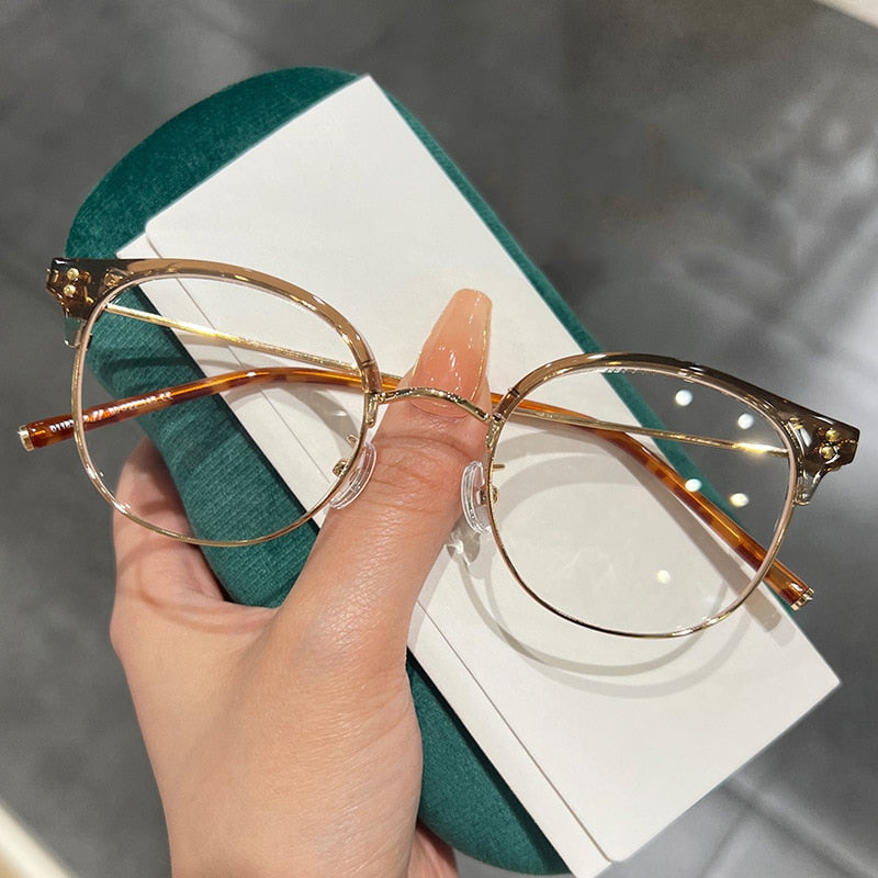 Women Fashion Design Myopia Glasses Unisex Luxury Round Short-sighted Eyeglasses Trendy Ladies Prescription Diopter Eyewear