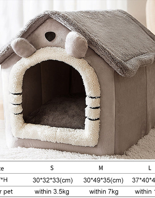 Load image into Gallery viewer, Soft Winter Cat Bed Deep Sleep House Dog Cat House Removable Cushion Enclosed Pet Bed For Cats Kittens Puppy Cama Gato Supplies
