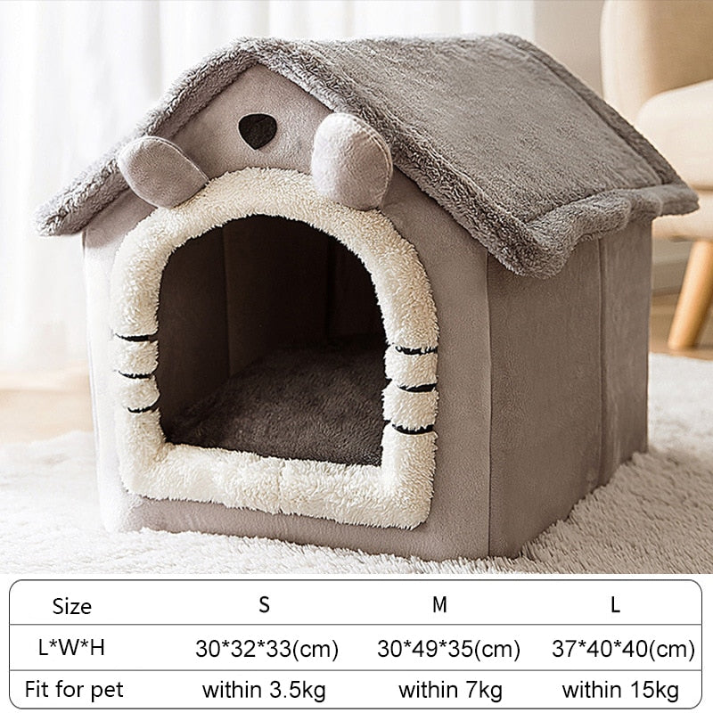 Soft Winter Cat Bed Deep Sleep House Dog Cat House Removable Cushion Enclosed Pet Bed For Cats Kittens Puppy Cama Gato Supplies