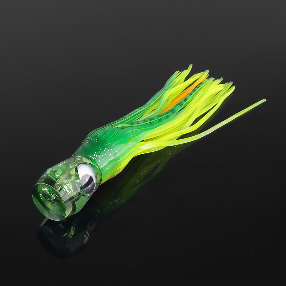 1PCS Sea Fishing Lure 55g/17CM Boat Fishing Troll Bait Acrylic Resin Octopus Bionic Squid Fishing Bait Feather Skirt