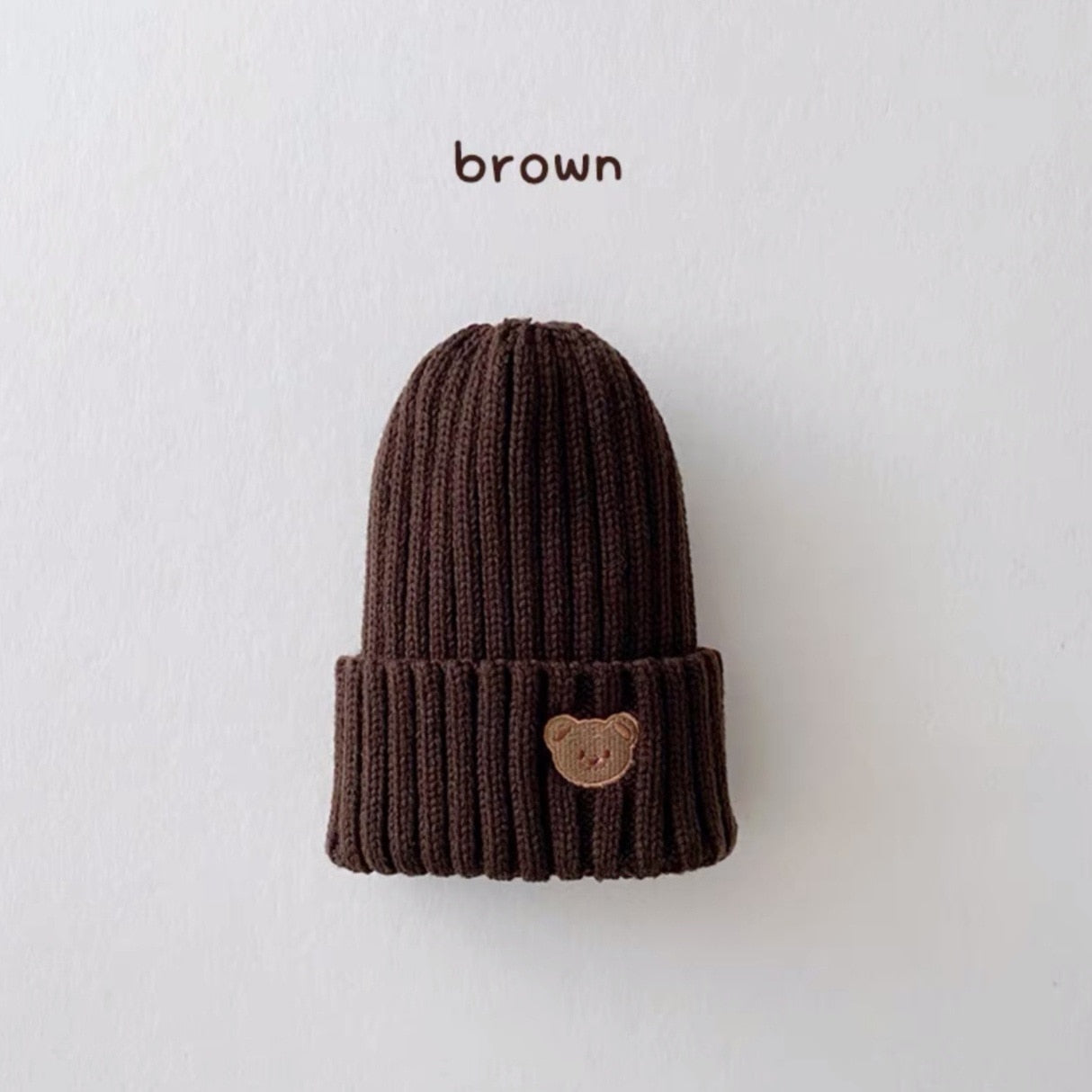 2023 Korea Spring Autumn Kids boys Hat Candy Color Baby Boys Knit Hat Baby Girls Bear Head Embroidery Kids Knitted Hat