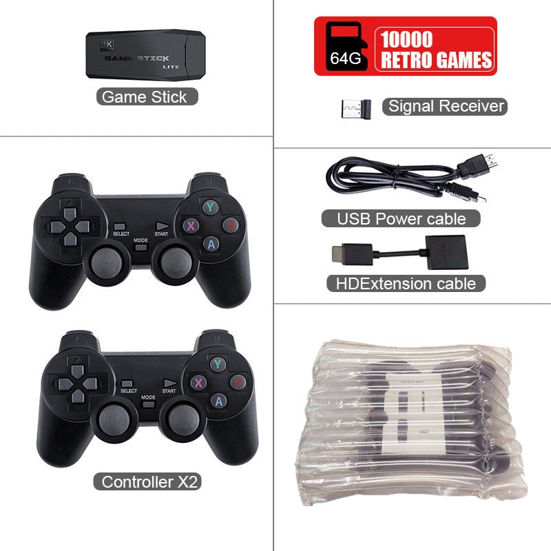 Video Game Console 2.4G Double Wireless Controller Game Stick 4K 10000 games 64GB 32GB Retro games For PS1/GBA boy gift