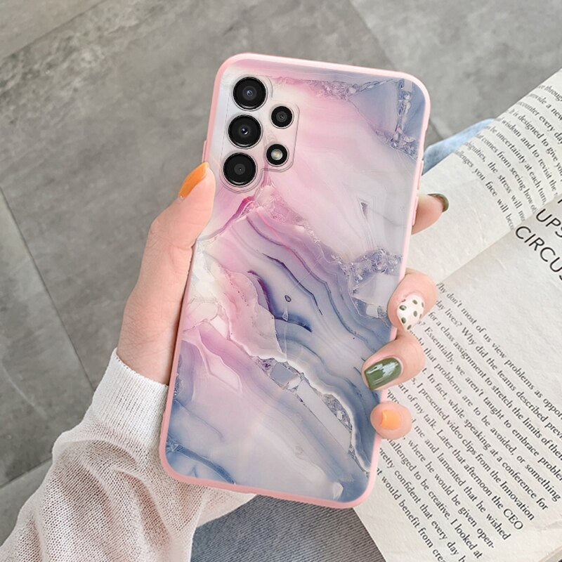 Marble Pattern Phone Case For Samsung Galaxy A13 5G A 13 4G Protective Cover Case Pink Silicone Soft Funda For Samsung A13 Coque